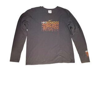 Nike Long Sleeve Shirt Mens XL Gray Cotton Crewneck Y2K 2005 Athletics Print